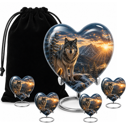 Snow Mountain Wolf Cremation Urn for Human Ashes