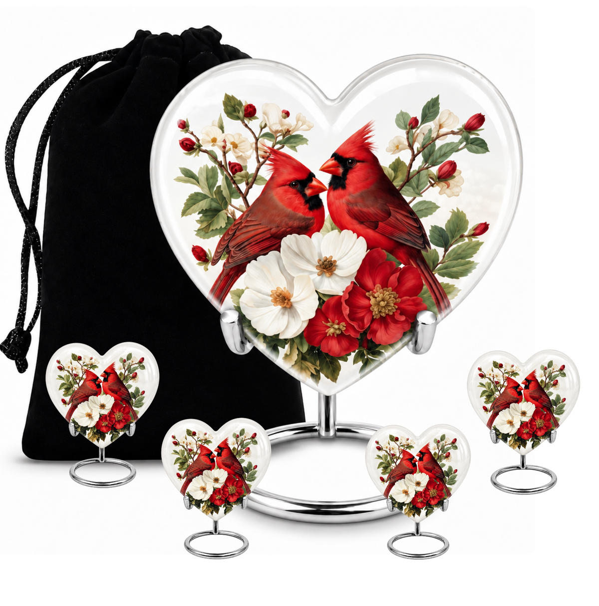 Red Cardinal Couple Urn for Ashes