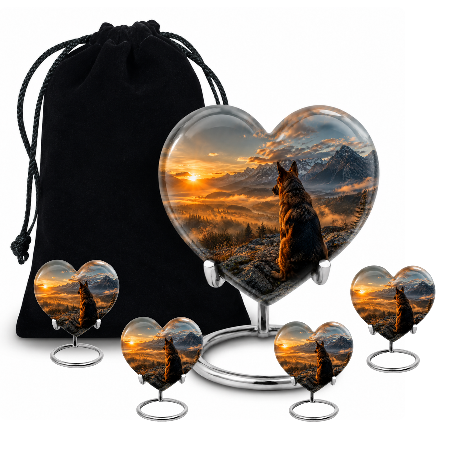 Mountain Sunset View Wolf Cremation Urn