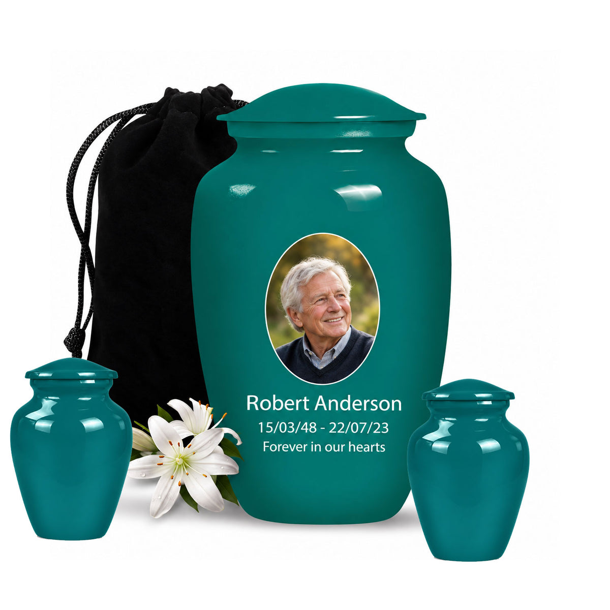 Custom Cremation Urn – Classic Teal Urn for Human Ashes