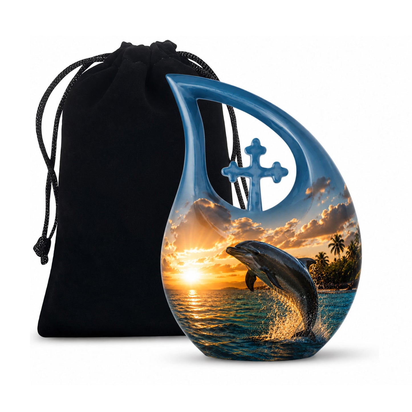 Blue Dolphin Cremation Urn