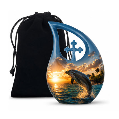 Blue Dolphin Cremation Urn