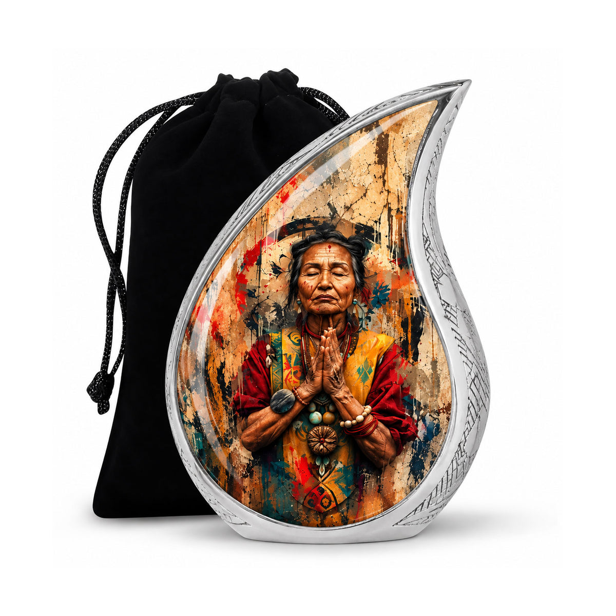 American Elder Women Prayer Cremation Urn for Ashes