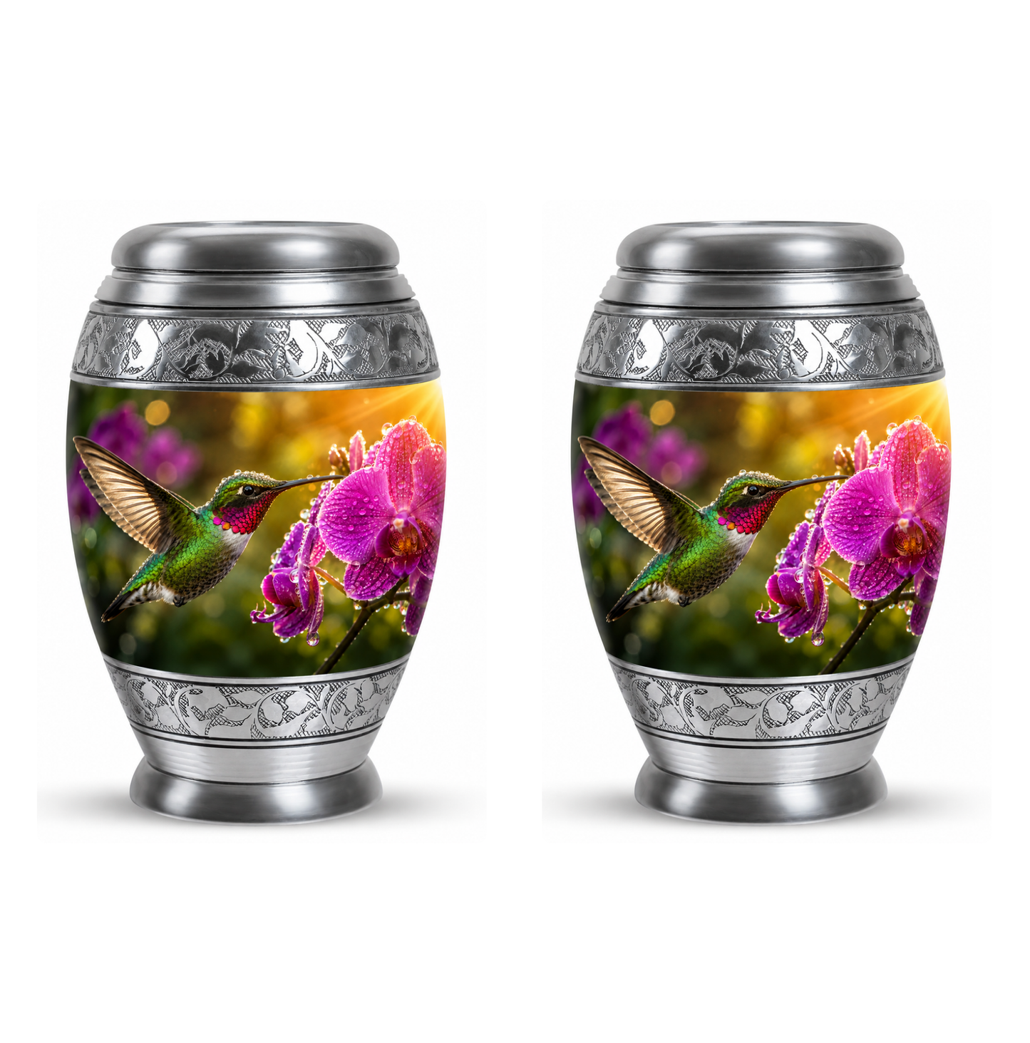 Hummingbird & Orchid Cremation Urn for Ashes