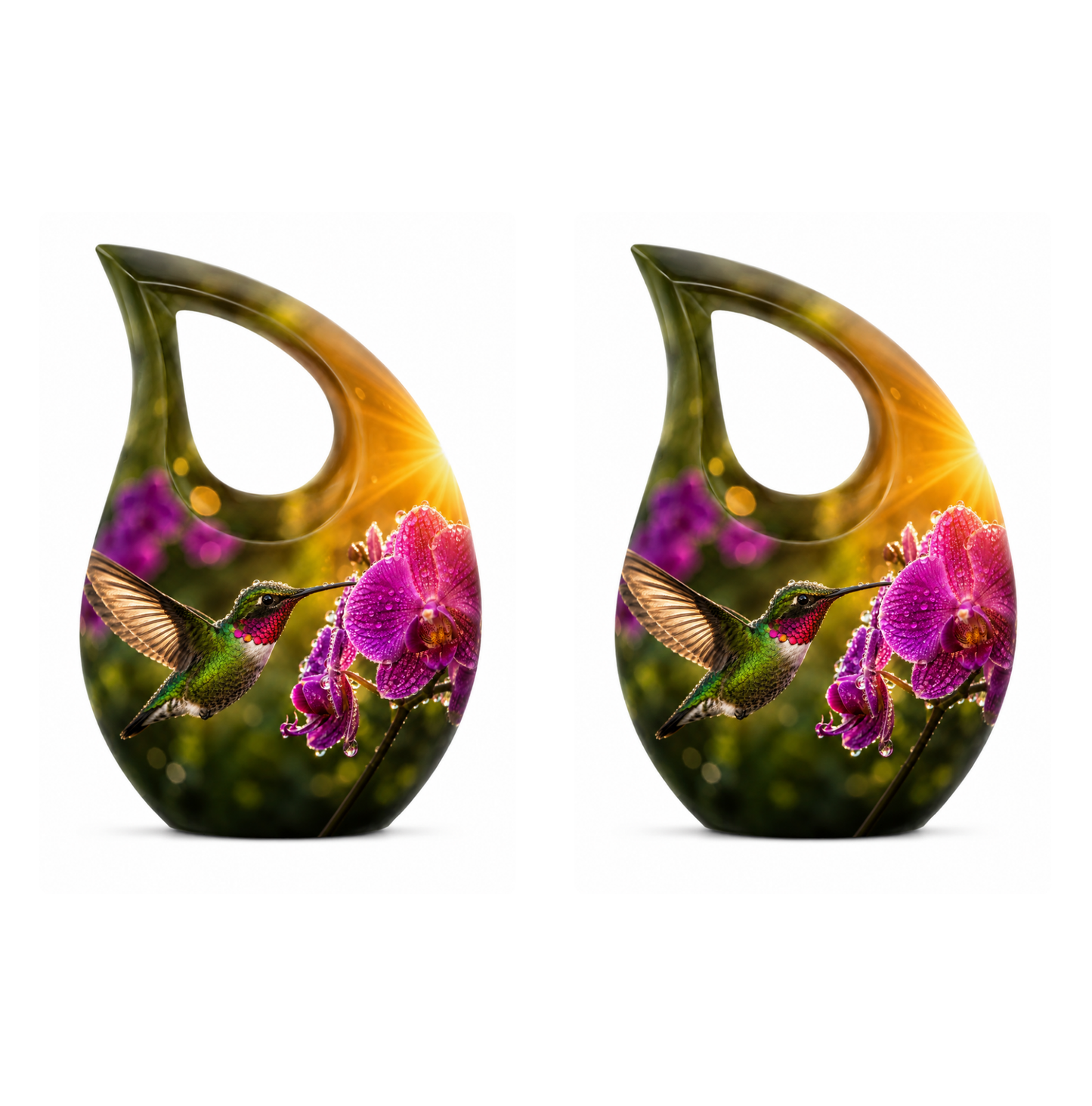 Hummingbird & Orchid Cremation Urn for Ashes