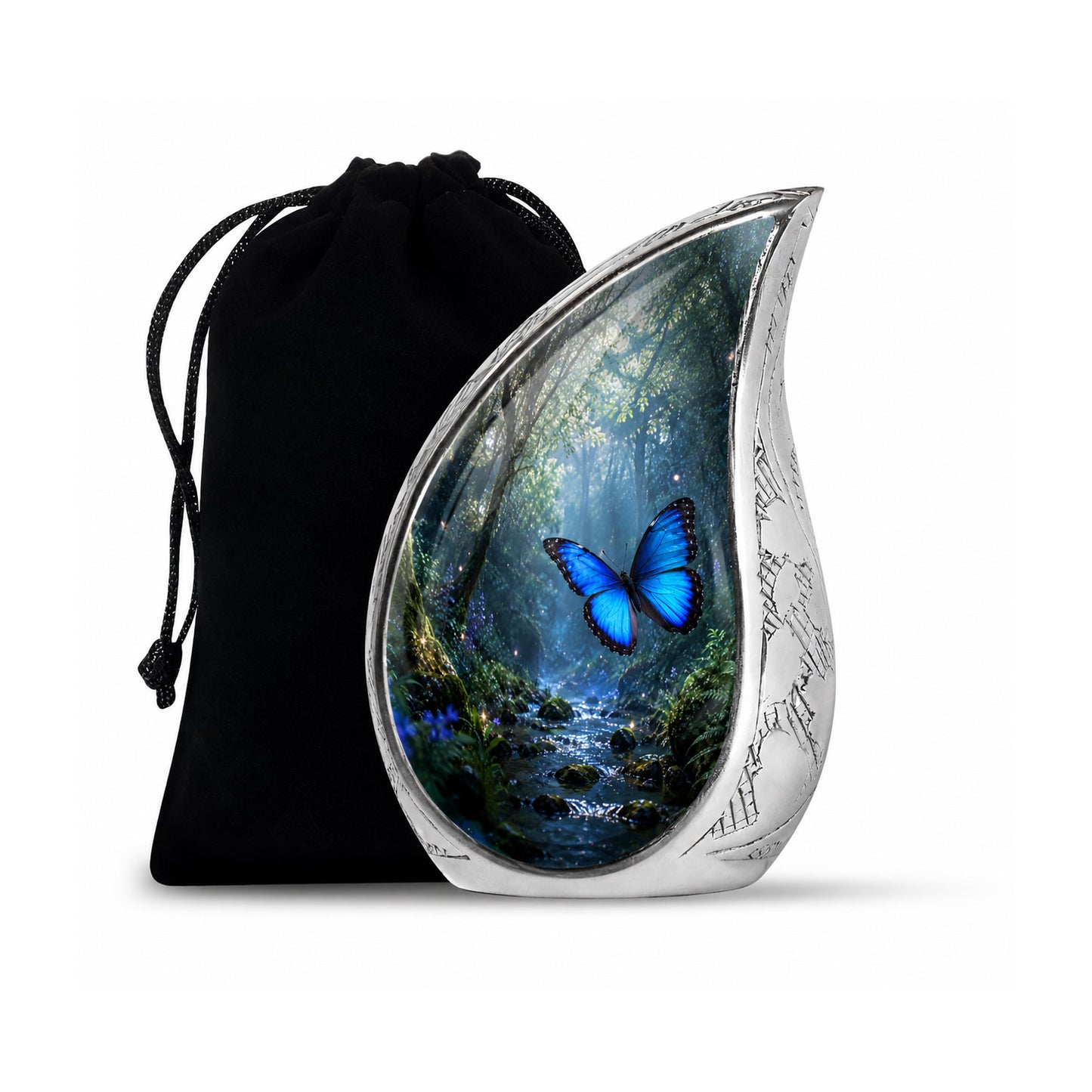 Blue Butterfly Cremation Urn for Ashes