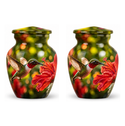 Hibiscus and Hummingbird Cremation Urn for Ashes