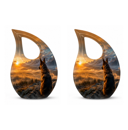 Mountain Sunset View Wolf Cremation Urn