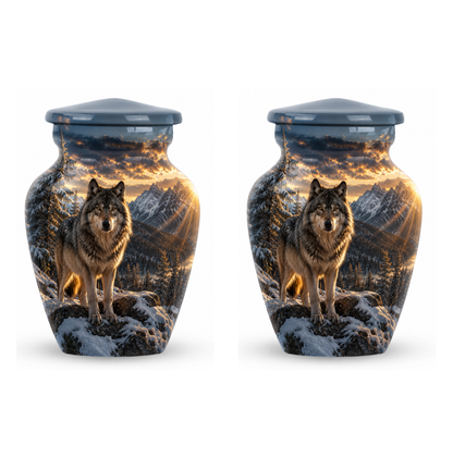 Snow Mountain Wolf Cremation Urn for Human Ashes