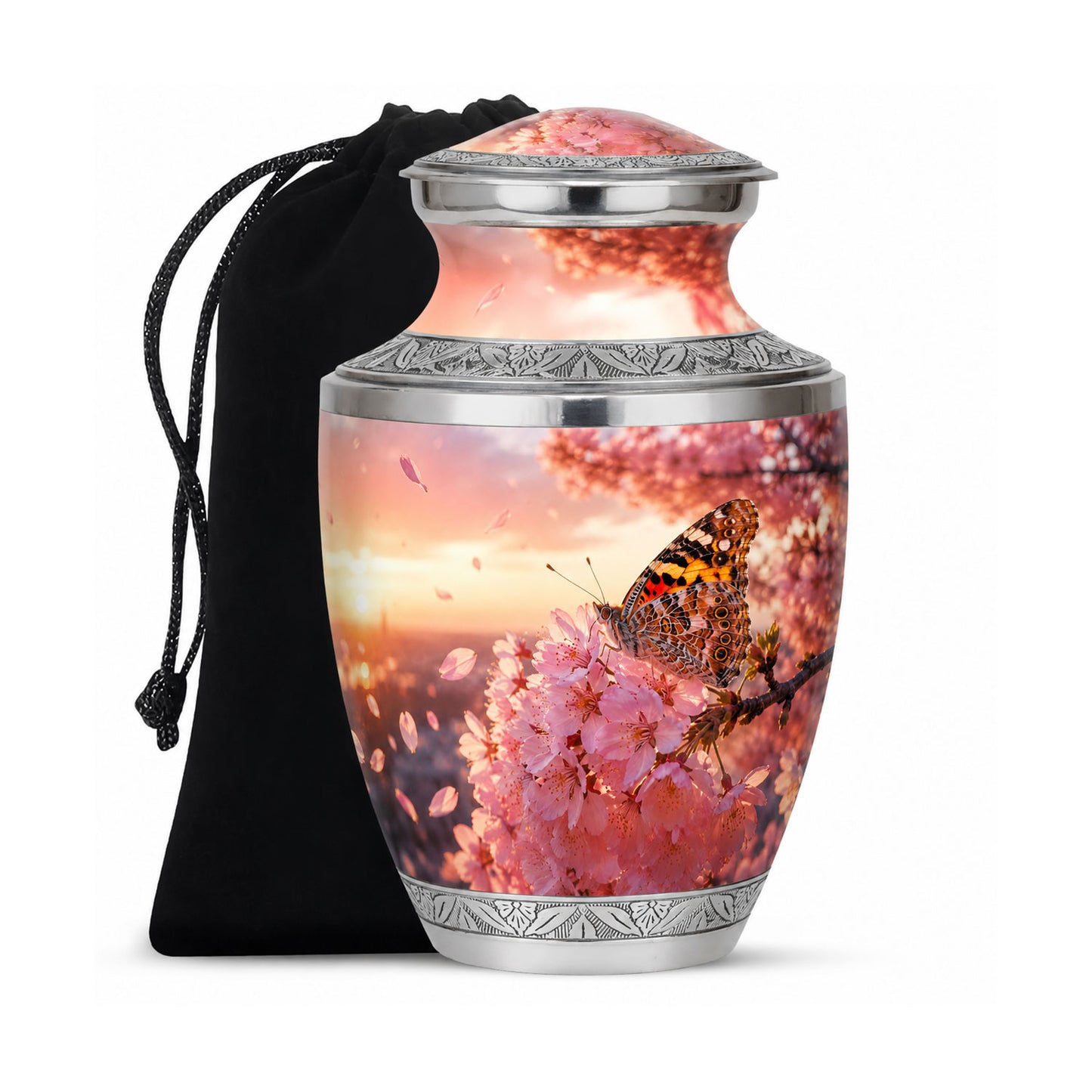 Cherry Blossom Butterfly Cremation Urn for Ashes