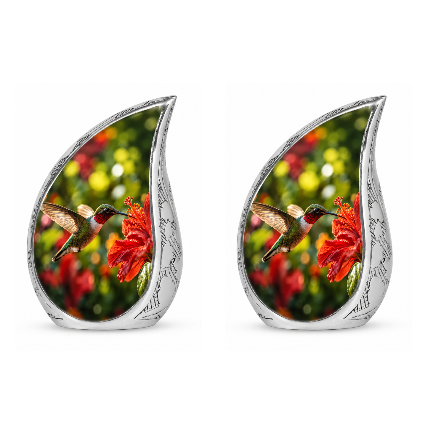 Hibiscus and Hummingbird Cremation Urn for Ashes