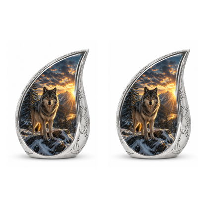 Snow Mountain Wolf Cremation Urn for Human Ashes