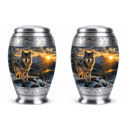 Snow Mountain Wolf Cremation Urn for Human Ashes
