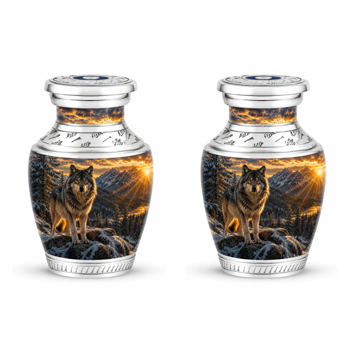 Snow Mountain Wolf Cremation Urn for Human Ashes