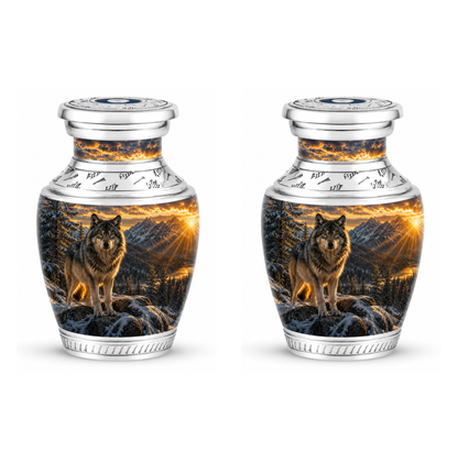 Snow Mountain Wolf Cremation Urn for Human Ashes