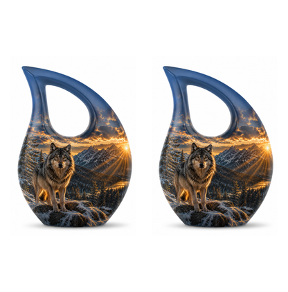 Snow Mountain Wolf Cremation Urn for Human Ashes