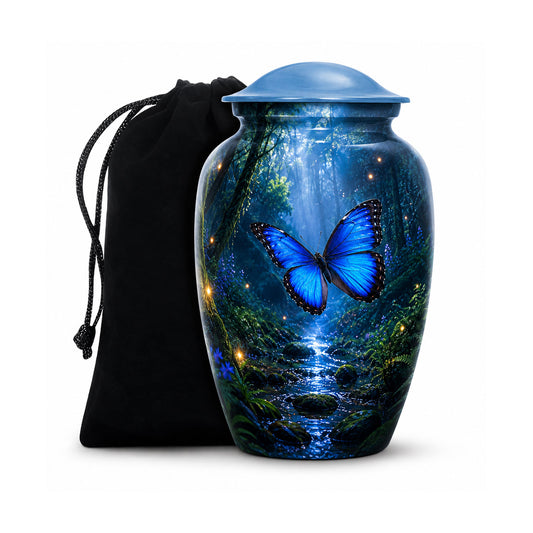 Blue Butterfly Cremation Urn for Ashes