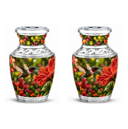 Hibiscus and Hummingbird Cremation Urn for Ashes