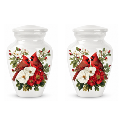 Red Cardinal Couple Urn for Ashes