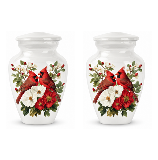 Red Cardinal Couple Urn for Ashes