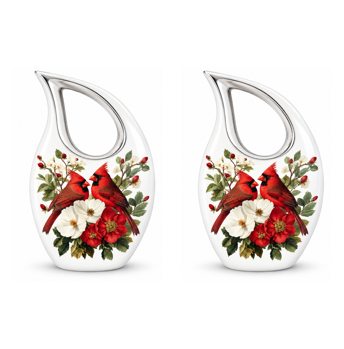 Red Cardinal Couple Urn for Ashes