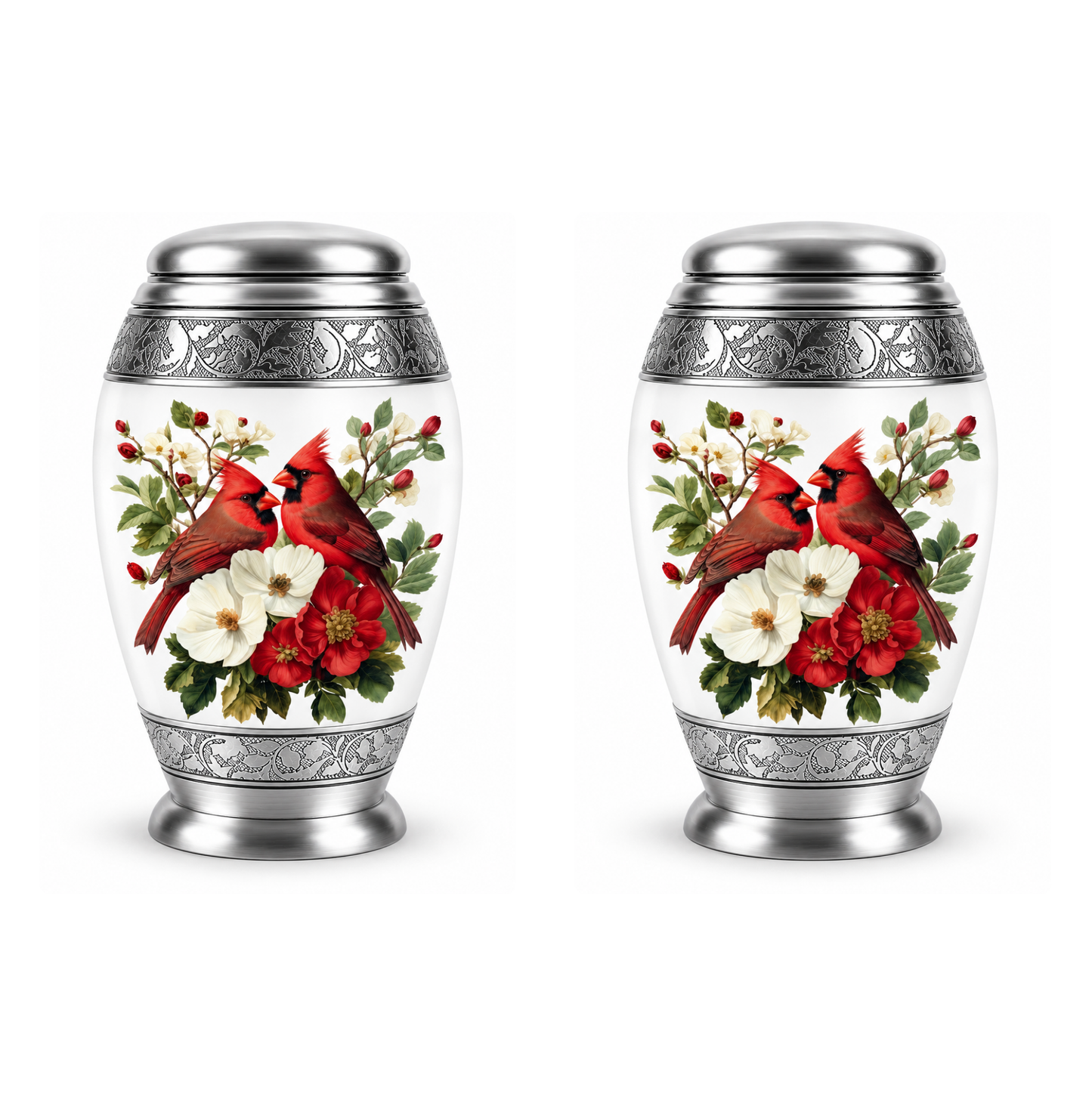 Red Cardinal Couple Urn for Ashes