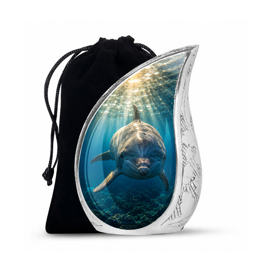Underwater Dolphin Teardrop Cremation Urn for Ashes