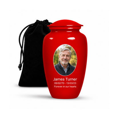 Custom Cremation Urn – Classic Red Urn for Human Ashes
