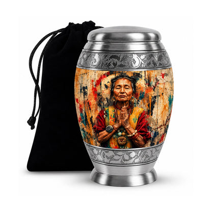 American Elder Women Prayer Cremation Urn for Ashes