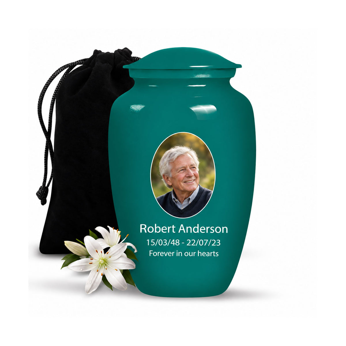 Custom Cremation Urn – Classic Teal Urn for Human Ashes