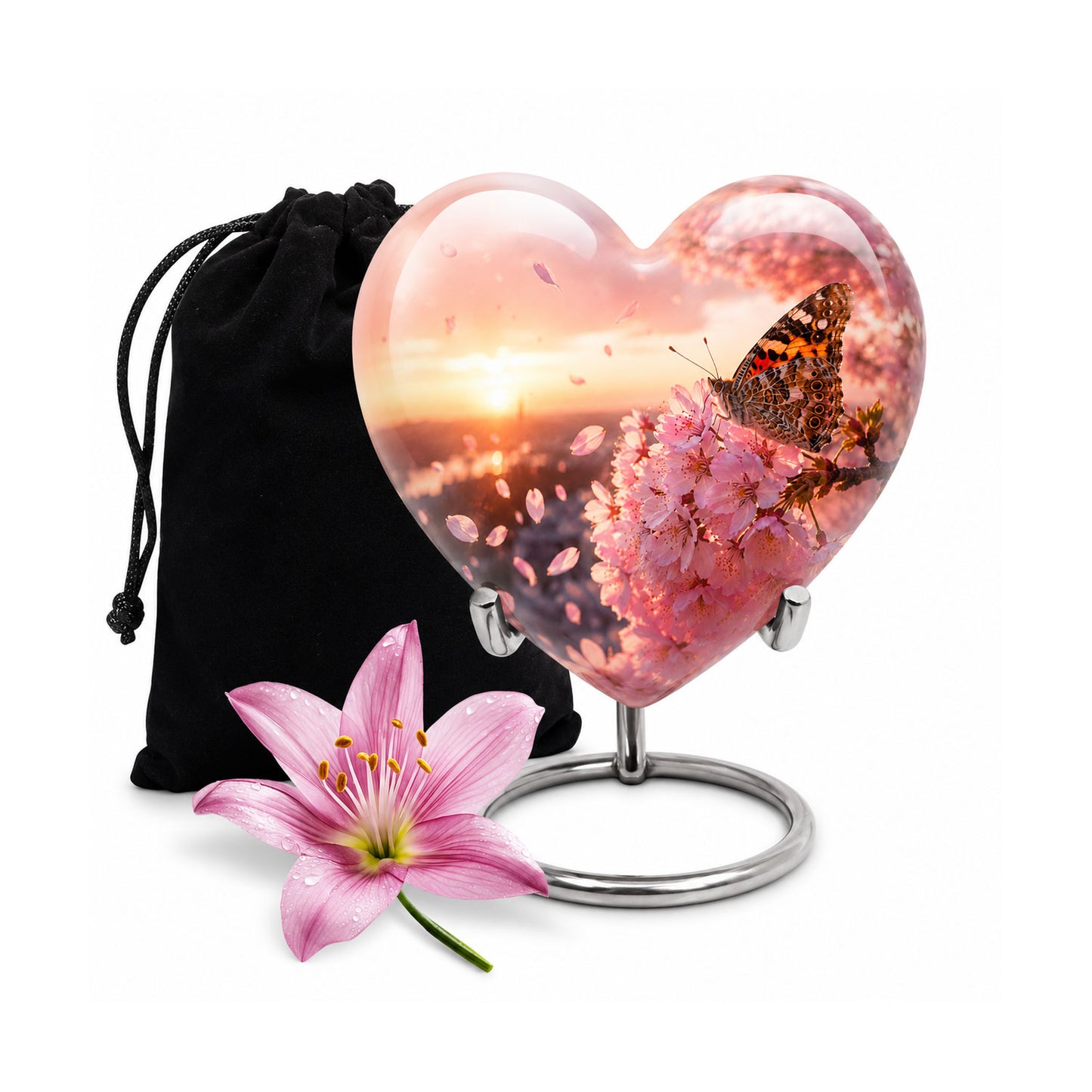 Cherry Blossom Butterfly Cremation Urn for Ashes