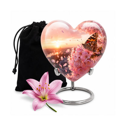 Cherry Blossom Butterfly Cremation Urn for Ashes