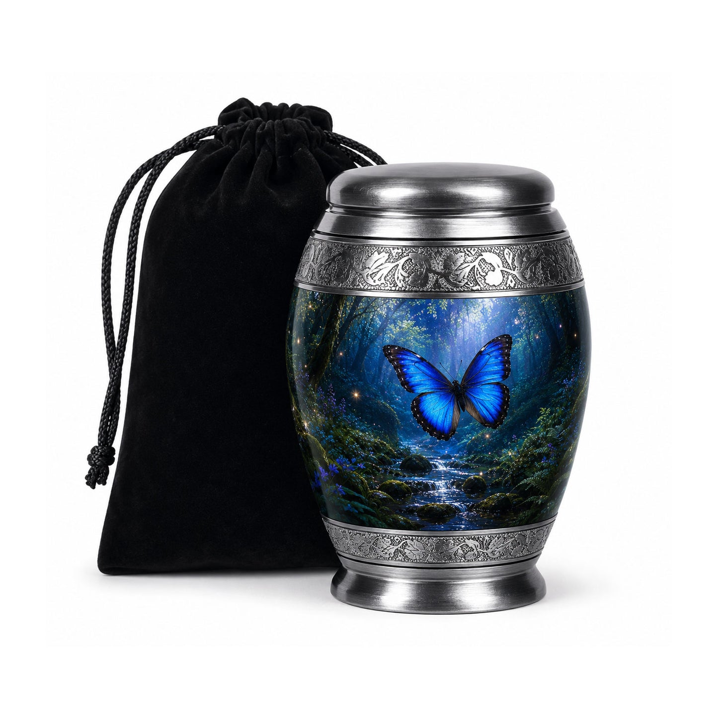 Blue Butterfly Cremation Urn for Ashes