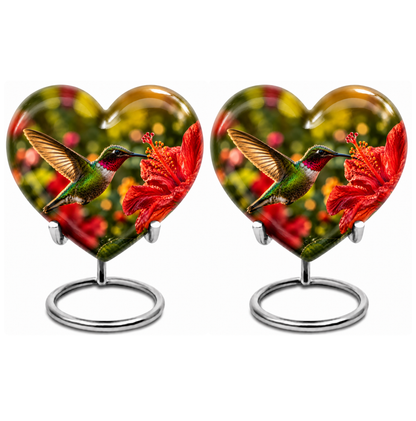Hibiscus and Hummingbird Cremation Urn for Ashes