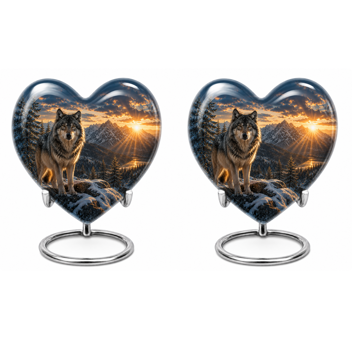 Snow Mountain Wolf Cremation Urn for Human Ashes