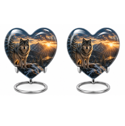 Snow Mountain Wolf Cremation Urn for Human Ashes