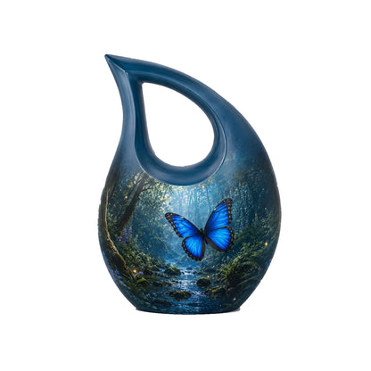 Blue Butterfly Cremation Urn for Ashes