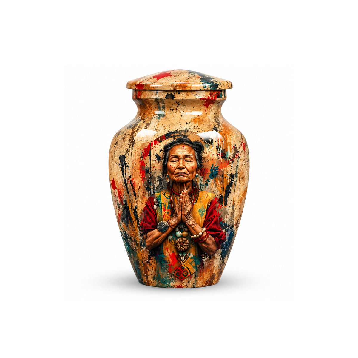 American Elder Women Prayer Cremation Urn for Ashes