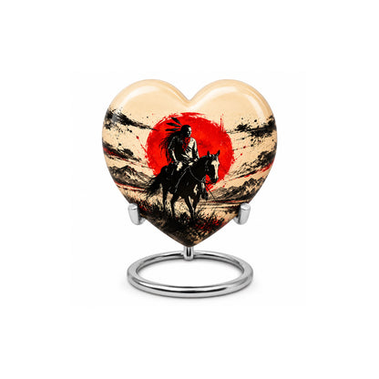 American Horseback Rider Red Sun Cremation Urn for Ashes