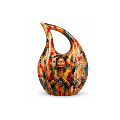 American Elder Women Prayer Cremation Urn for Ashes
