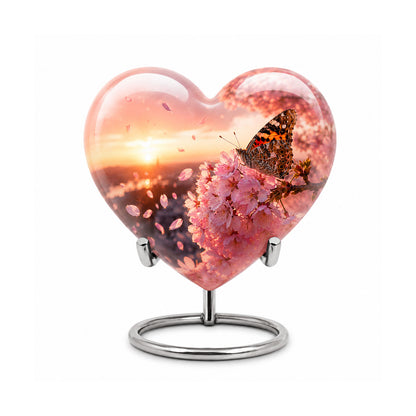 Cherry Blossom Butterfly Cremation Urn for Ashes