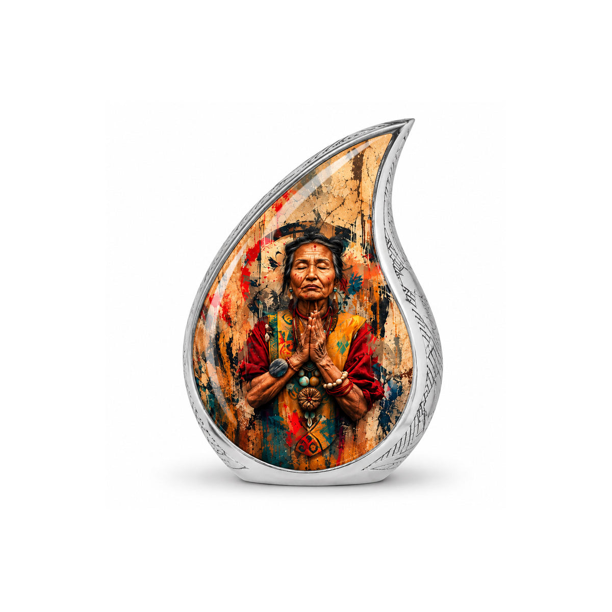 American Elder Women Prayer Cremation Urn for Ashes