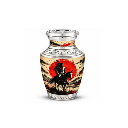American Horseback Rider Red Sun Cremation Urn for Ashes