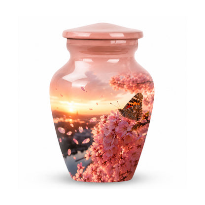 Cherry Blossom Butterfly Cremation Urn for Ashes