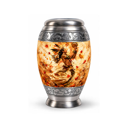 Native American Dancer Autumn Leaves Cremation Urn
