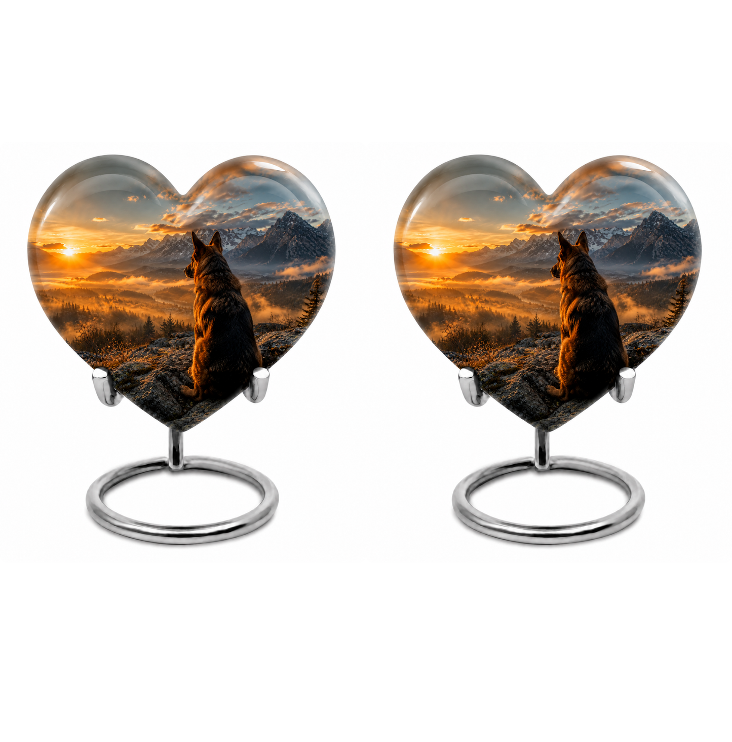 Mountain Sunset View Wolf Cremation Urn