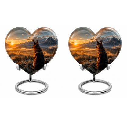 Mountain Sunset View Wolf Cremation Urn