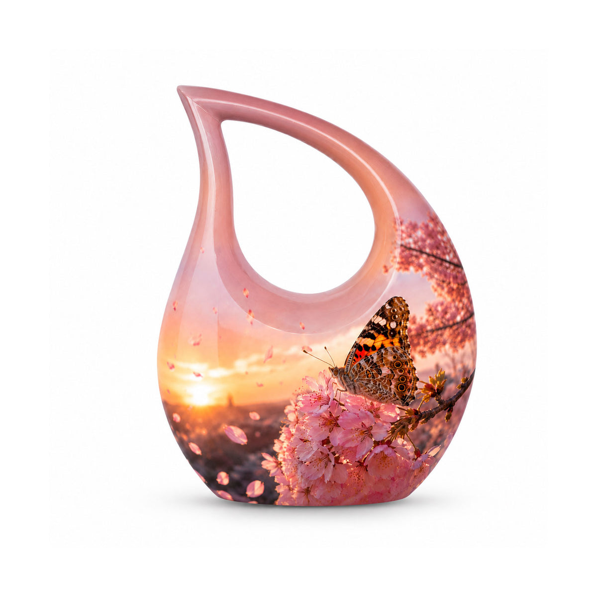 Cherry Blossom Butterfly Cremation Urn for Ashes