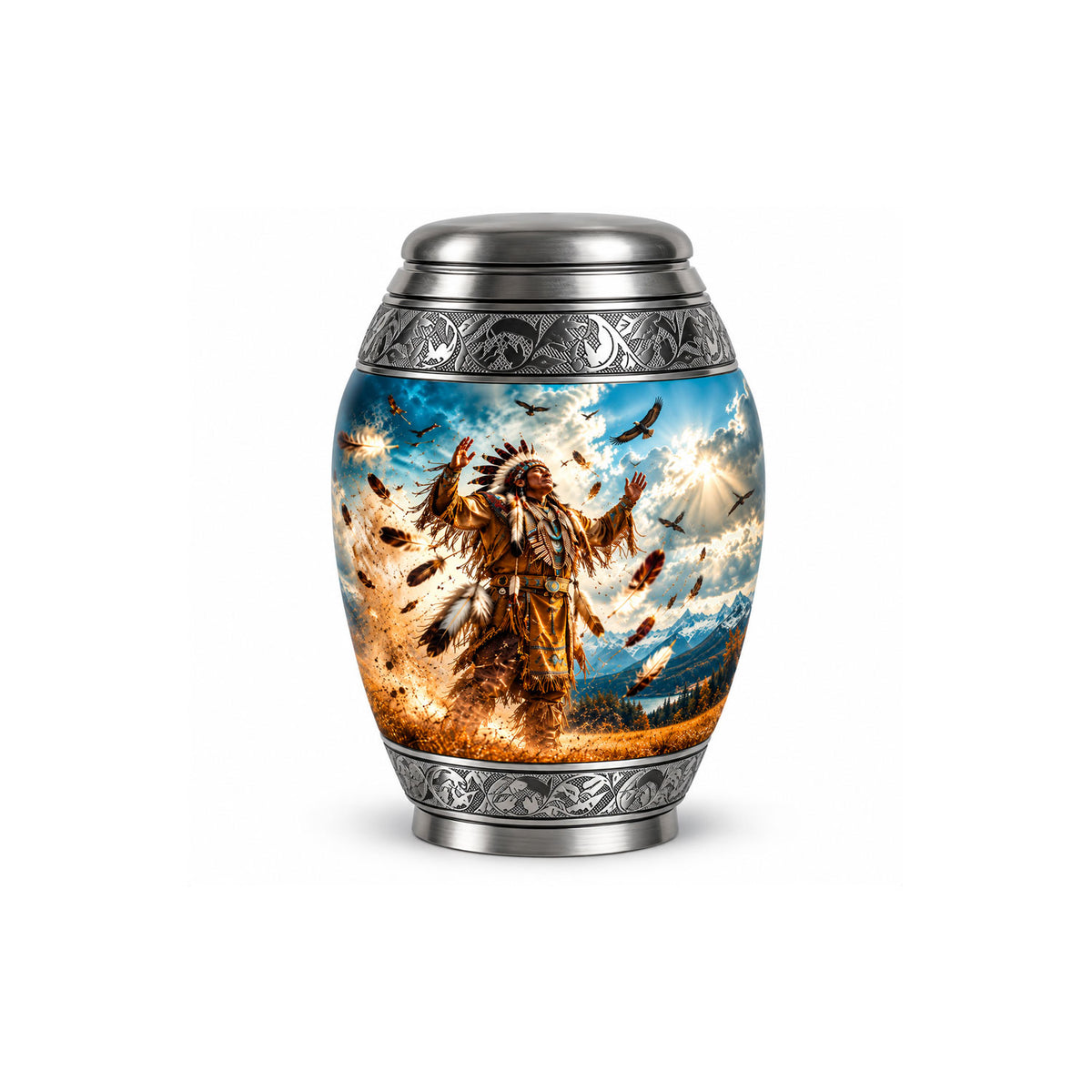 American Chief Eagle Feathers Cremation Urn for Ashes