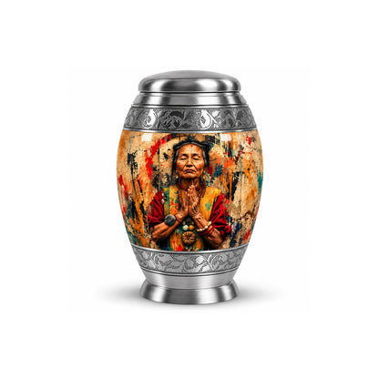 American Elder Women Prayer Cremation Urn for Ashes